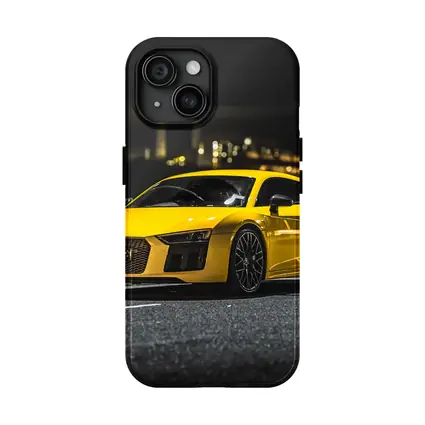 Audi R8 Yellow Supercar City Night