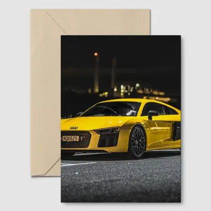Audi R8 Yellow Supercar City Night