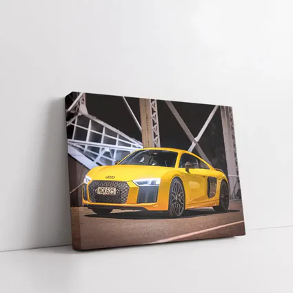 Audi R8 Yellow Supercar Night Bridge
