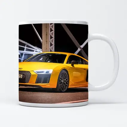 Audi R8 Yellow Supercar Night Bridge