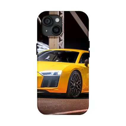 Audi R8 Yellow Supercar Night Bridge