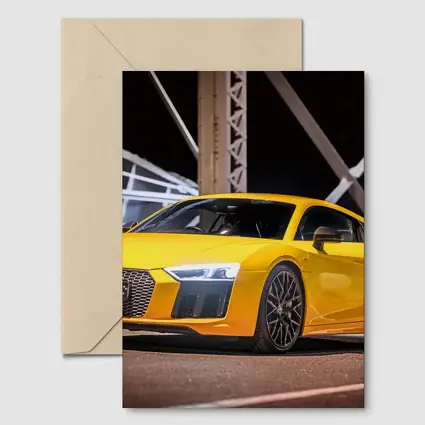 Audi R8 Yellow Supercar Night Bridge