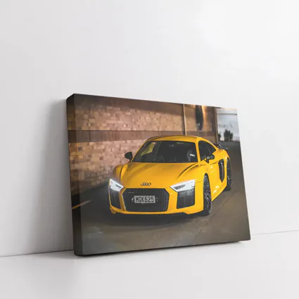 Audi R8 Yellow Supercar City Night Street