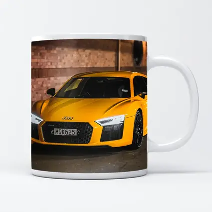 Audi R8 Yellow Supercar City Night Street