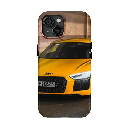 Audi R8 Yellow Supercar City Night Street