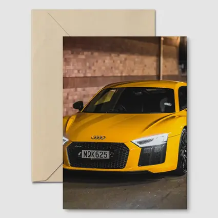 Audi R8 Yellow Supercar City Night Street