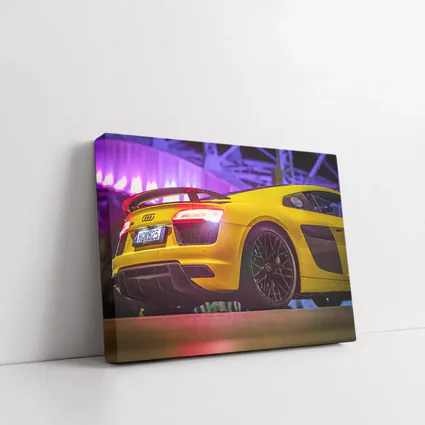 Audi R8 Yellow Supercar Night Lights