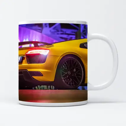 Audi R8 Yellow Supercar Night Lights