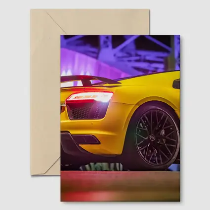 Audi R8 Yellow Supercar Night Lights
