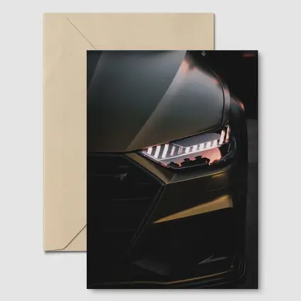 Audi A7 Dark Headlight Close Up Shot