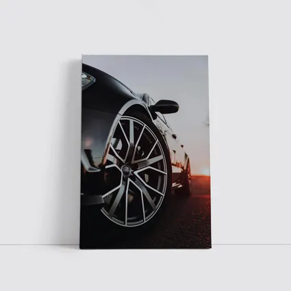 Audi Black Car Wheel Sunset Background