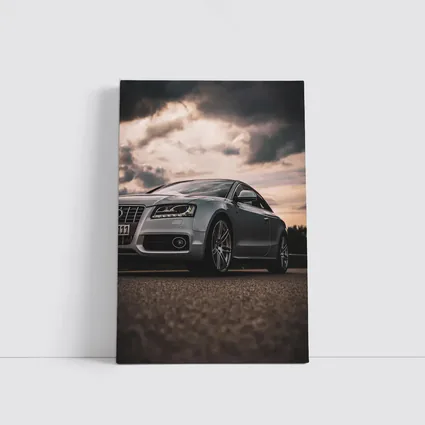 Audi A5 Silver Coupe Dramatic Cloudy Sky
