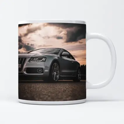 Audi A5 Silver Coupe Dramatic Cloudy Sky