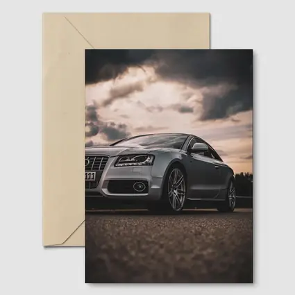 Audi A5 Silver Coupe Dramatic Cloudy Sky