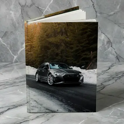 Audi RS6 Avant Black Winter Forest Road