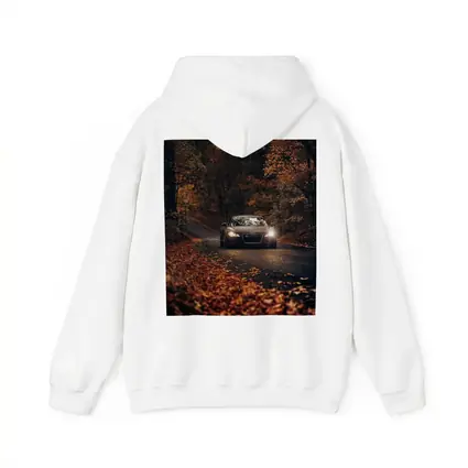 Audi R8 on Dark Autumn Forest Road