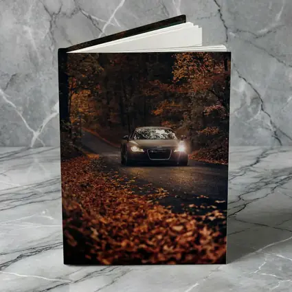 Audi R8 on Dark Autumn Forest Road