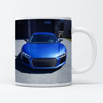 Audi R8 Blue Supercar Front View Driveway