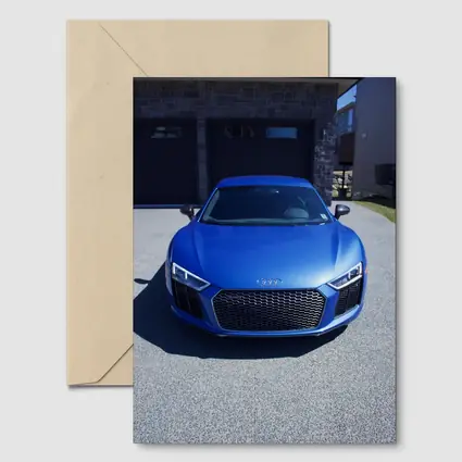Audi R8 Blue Supercar Front View Driveway