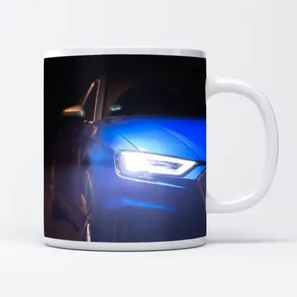Audi A3 Blue Headlights Glowing Dark Night