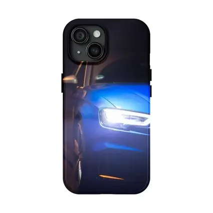 Audi A3 Blue Headlights Glowing Dark Night