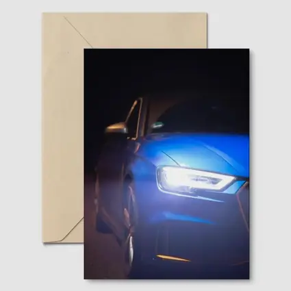 Audi A3 Blue Headlights Glowing Dark Night