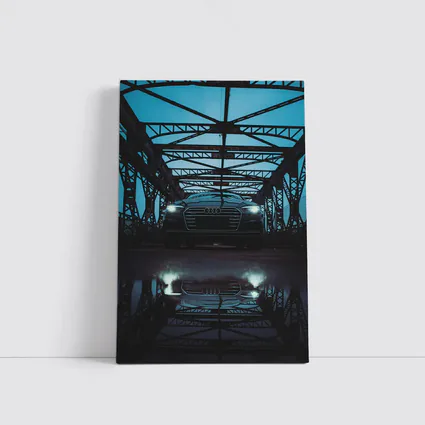 Audi A6 On Dark Bridge With Reflection
