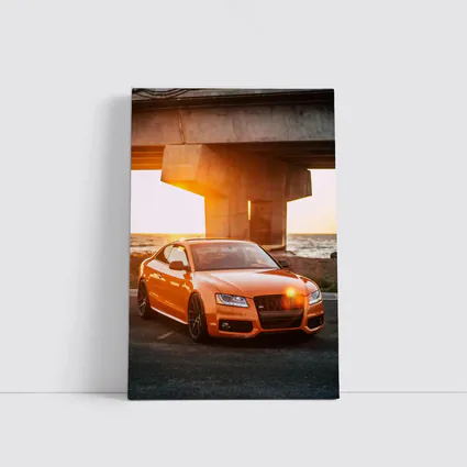 Audi S5 Orange Coupe Sunset Bridge
