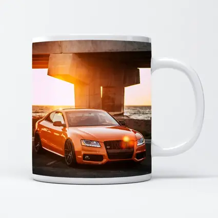 Audi S5 Orange Coupe Sunset Bridge