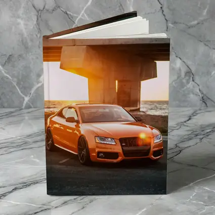 Audi S5 Orange Coupe Sunset Bridge