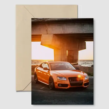 Audi S5 Orange Coupe Sunset Bridge