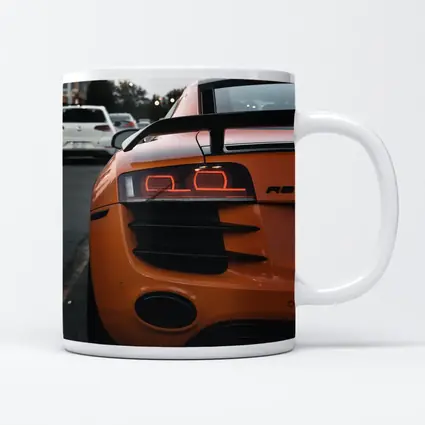 Audi R8 Orange Supercar Rear View