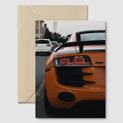 Audi R8 Orange Supercar Rear View