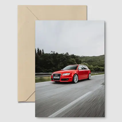 Audi RS4 Avant Red On Mountain Road