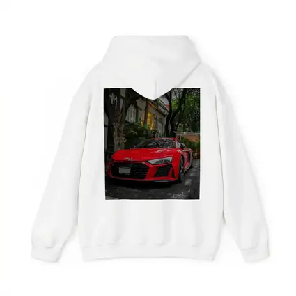 Red Audi R8 Parked On Tree Lined Street