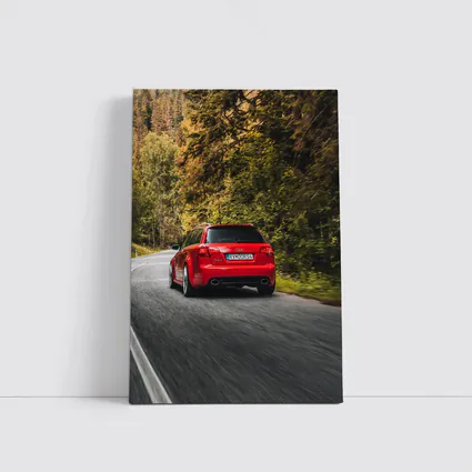 Audi RS4 Avant Red Forest Road Drive