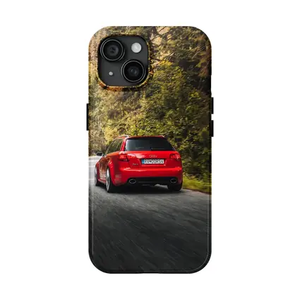 Audi RS4 Avant Red Forest Road Drive