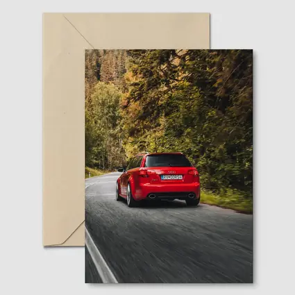 Audi RS4 Avant Red Forest Road Drive
