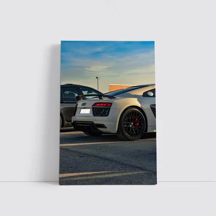 Audi R8 Silver Supercar Rear Parking Lot