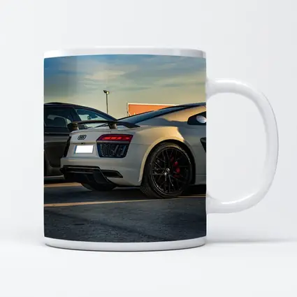 Audi R8 Silver Supercar Rear Parking Lot