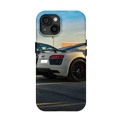 Audi R8 Silver Supercar Rear Parking Lot