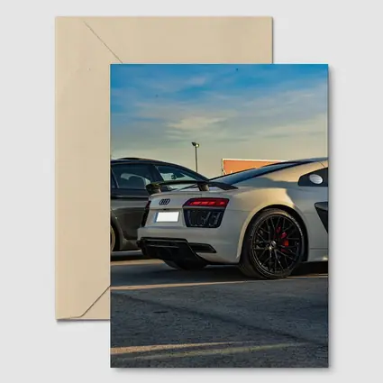 Audi R8 Silver Supercar Rear Parking Lot