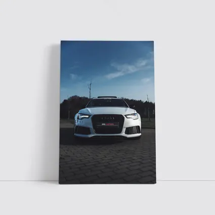 Audi RS6 White Front View Cloudy Sky