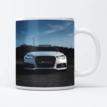 Audi RS6 White Front View Cloudy Sky