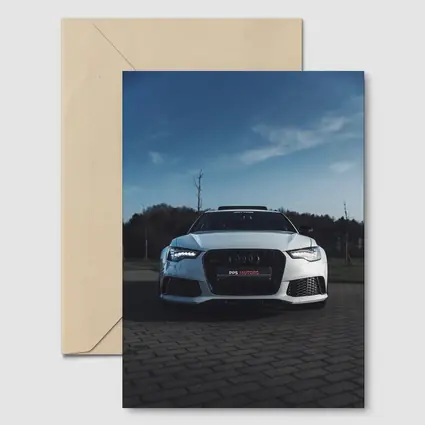 Audi RS6 White Front View Cloudy Sky