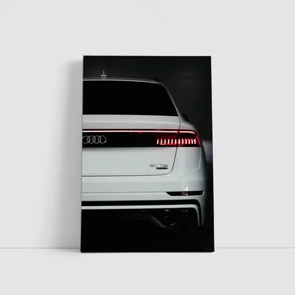 Audi Q8 TDI White Rear Dark Background