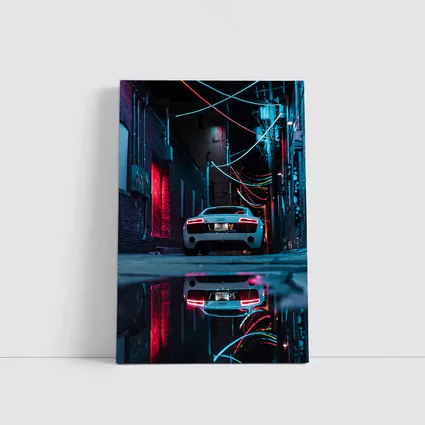 Audi R8 Rear Neon Lit Dark Alley