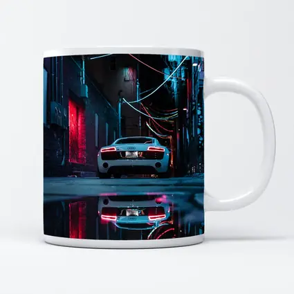 Audi R8 Rear Neon Lit Dark Alley