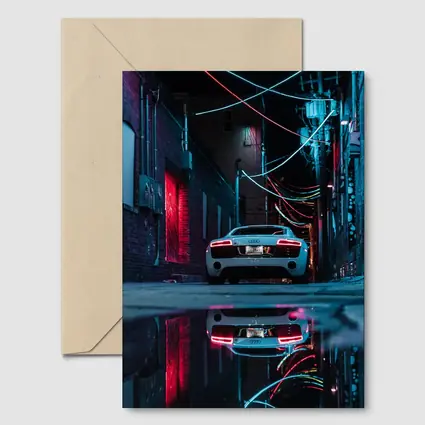 Audi R8 Rear Neon Lit Dark Alley