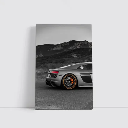 Audi R8 Silver Supercar Mountain Background